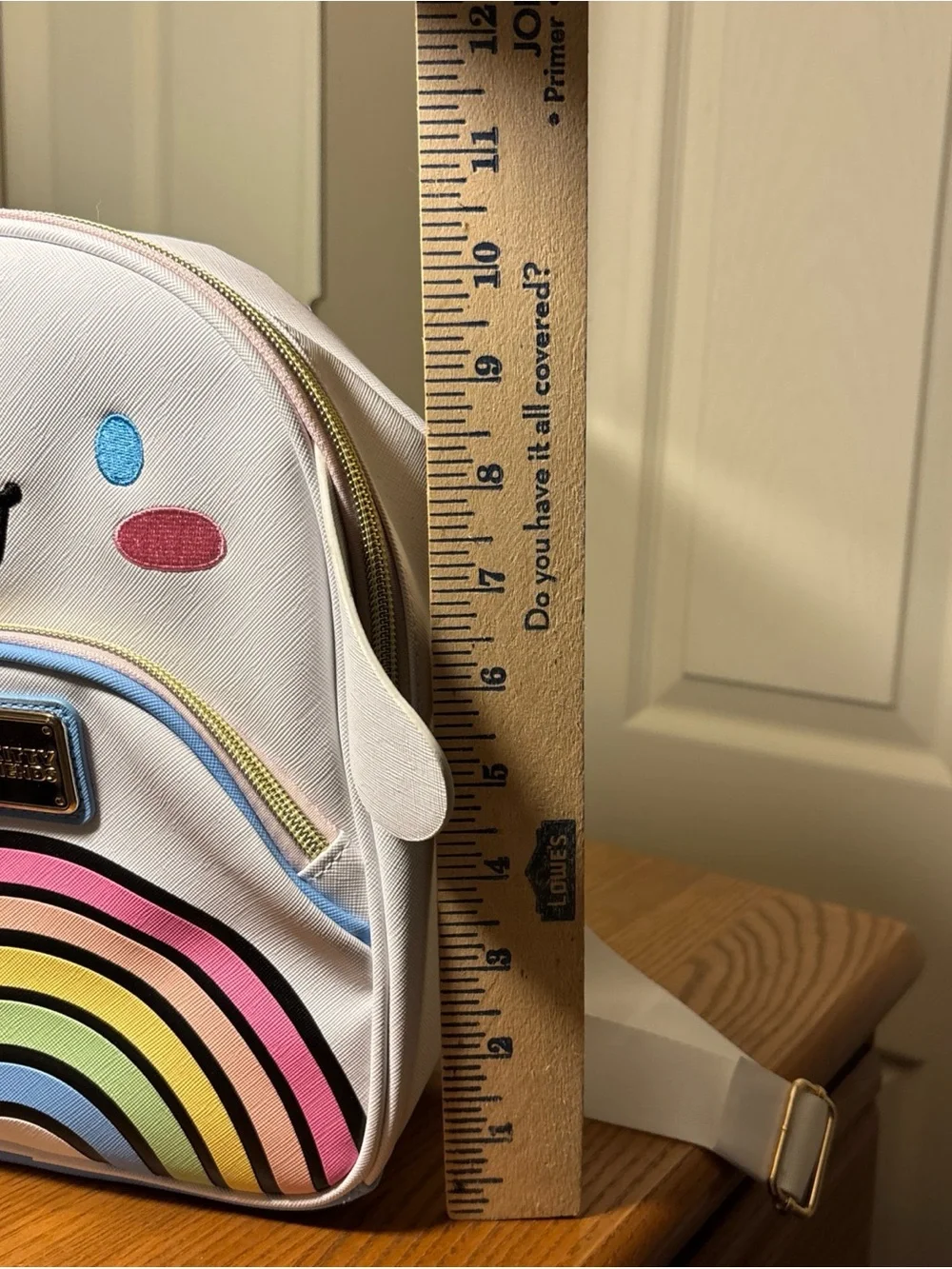 Hello Kitty White Kids Rainbow Backpack with Pastel Stripes